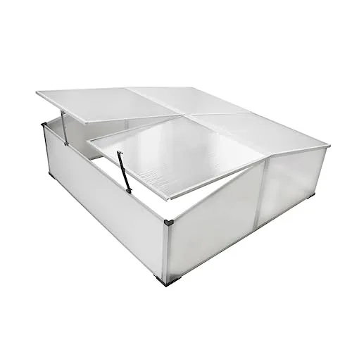 Frühbeet aus Polycarbonat mit 4 Deckeln Aluminiumrahmen 108x41x110 cm UV-beständig wetterfest für Gemüseanbau Tomatenpflanzen Balkon Terrasse Outdoor Beet Pflanzenschutz Überwinterung – Bild 6