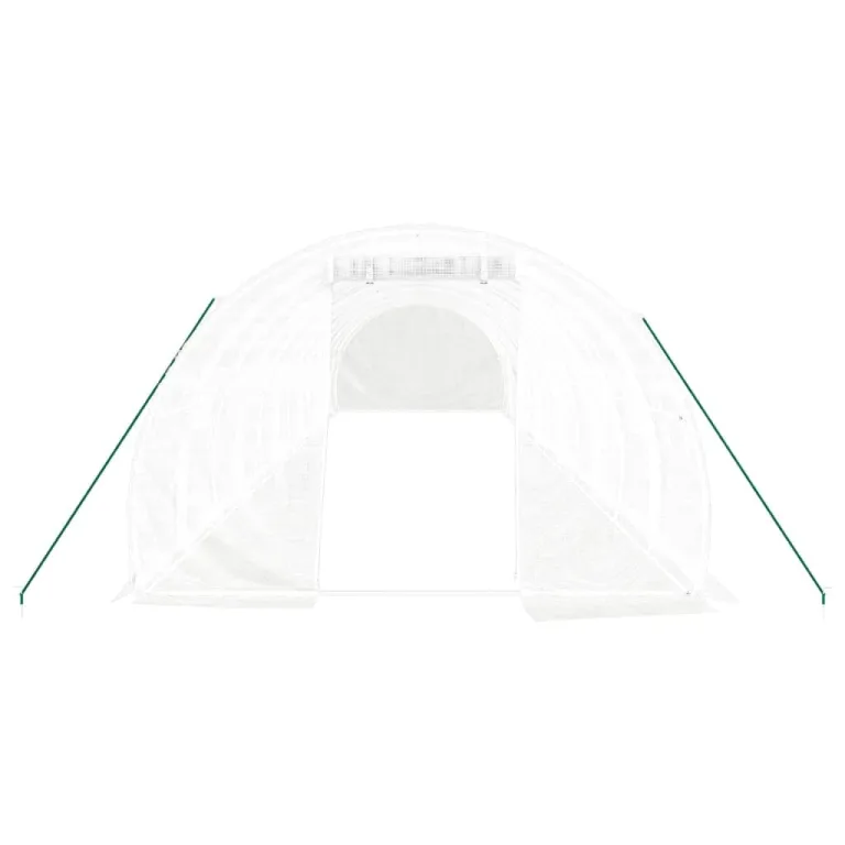 Gewächshaus mit Stahlrahmen Weiß 36 m² 12x3x2 m, UV-beständige PE-Folie, aufrollbare Fenster und Tür, wetterfestes Treibhaus für Gemüse, Tomaten, Frühbeet und Pflanzenüberwinterung – Bild 3