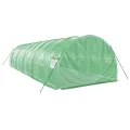 Gewächshaus mit Stahlrahmen Grün 30 m² 10x3x2 m, UV-beständige PE-Folie, aufrollbare Tür, vier Netzfenster, wetterfestes Gartenhaus zum Schutz von Pflanzen - Thumbnail 5
