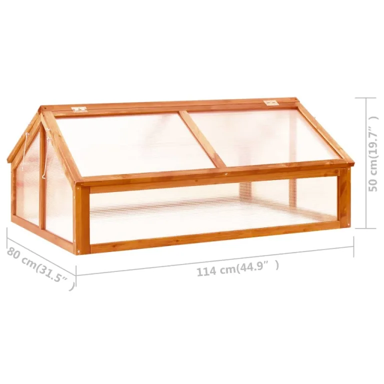 Holz Gewächshaus Braun 114x80x50 cm Tannenholz mit Klappdeckel für Pflanzenhaus, Gemüseanbau, Tomatenhaus, Frühbeet, wetterfest und winterfest für Garten, Balkon, Terrasse – Bild 6