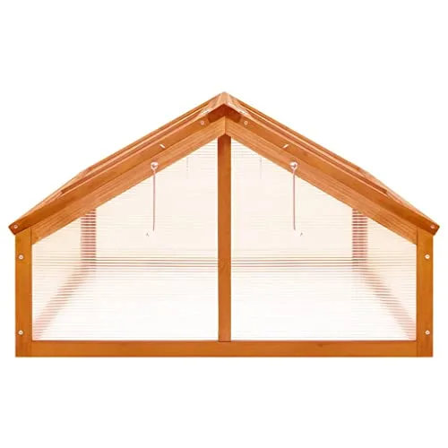 Holz Gewächshaus Braun 114x80x50 cm Tannenholz mit Klappdeckel für Pflanzenhaus, Gemüseanbau, Tomatenhaus, Frühbeet, wetterfest und winterfest für Garten, Balkon, Terrasse – Bild 10
