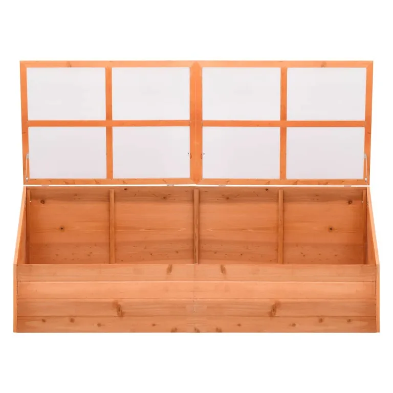 Frühbeet Holz 180x57x62 cm mit Polycarbonat PC-Platten, wetterfestes Pflanzenhaus für Gemüseanbau und Pflanzenschutz im Garten, Balkon oder Terrasse, geeignet als Anzuchthaus und Gewächshaus – Bild 2