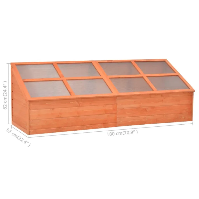 Frühbeet Holz 180x57x62 cm mit Polycarbonat PC-Platten, wetterfestes Pflanzenhaus für Gemüseanbau und Pflanzenschutz im Garten, Balkon oder Terrasse, geeignet als Anzuchthaus und Gewächshaus – Bild 5