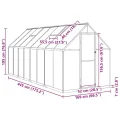 Gewächshaus mit Fundamentrahmen Aluminium 445x169x195 cm Treibhaus mit Polycarbonat Platten wetterfest mit Lüftungsfenster und Tür für Garten Gemüse Pflanzen Schutz Outdoor - Thumbnail 8