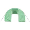 Gewächshaus mit Stahlrahmen und PE-Abdeckung Grün 16x3x2 m 48 m², mit aufrollbaren Netzfenstern und Reißverschlusstür für Garten, Outdoor Pflanzen Schutz und Gemüse Anzucht - Thumbnail 3
