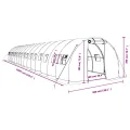 Gewächshaus mit Stahlrahmen und PE-Abdeckung Grün 16x3x2 m 48 m², mit aufrollbaren Netzfenstern und Reißverschlusstür für Garten, Outdoor Pflanzen Schutz und Gemüse Anzucht - Thumbnail 9