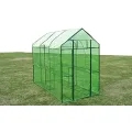 Gewächshaus Stahl XL mit pulverbeschichtetem Stahlrahmen, grüner reißfester PVC-Folie, Größe 120 x 240 x 190 cm, 2 Regale, wetterfestes Pflanzenhaus für Tomaten, Gemüseanbau, Balkon - Thumbnail 6