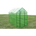 Gewächshaus Stahl XL mit pulverbeschichtetem Stahlrahmen, grüner reißfester PVC-Folie, Größe 120 x 240 x 190 cm, 2 Regale, wetterfestes Pflanzenhaus für Tomaten, Gemüseanbau, Balkon - Thumbnail 1