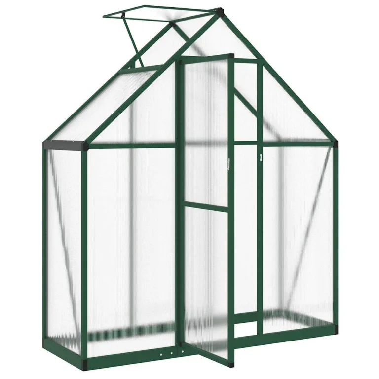 Gewächshaus mit Fundamentrahmen aus Aluminium 169x58x195 cm grün, UV-beständiges Pflanzenhaus mit Polycarbonat Platten, Wetterfestes Treibhaus für Garten, Balkon, Terrasse – Bild 5