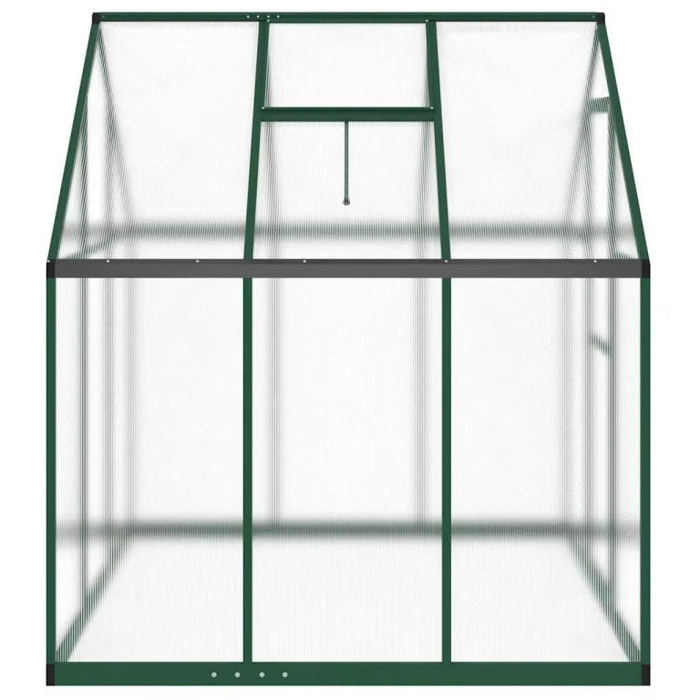 Gewächshaus mit Fundamentrahmen grün 169x169x195 cm Aluminium robust mit UV-beständigen Polycarbonatplatten für wetterfesten Garten, Balkon, Terrasse und Gemüseanbau im Outdoor-Bereich – Bild 3