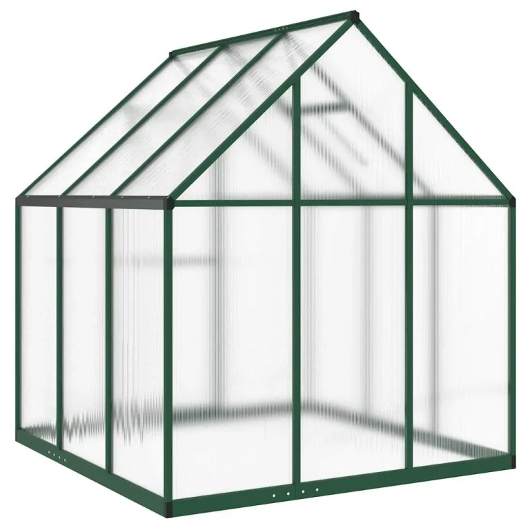 Gewächshaus mit Fundamentrahmen grün 169x169x195 cm Aluminium robust mit UV-beständigen Polycarbonatplatten für wetterfesten Garten, Balkon, Terrasse und Gemüseanbau im Outdoor-Bereich – Bild 4
