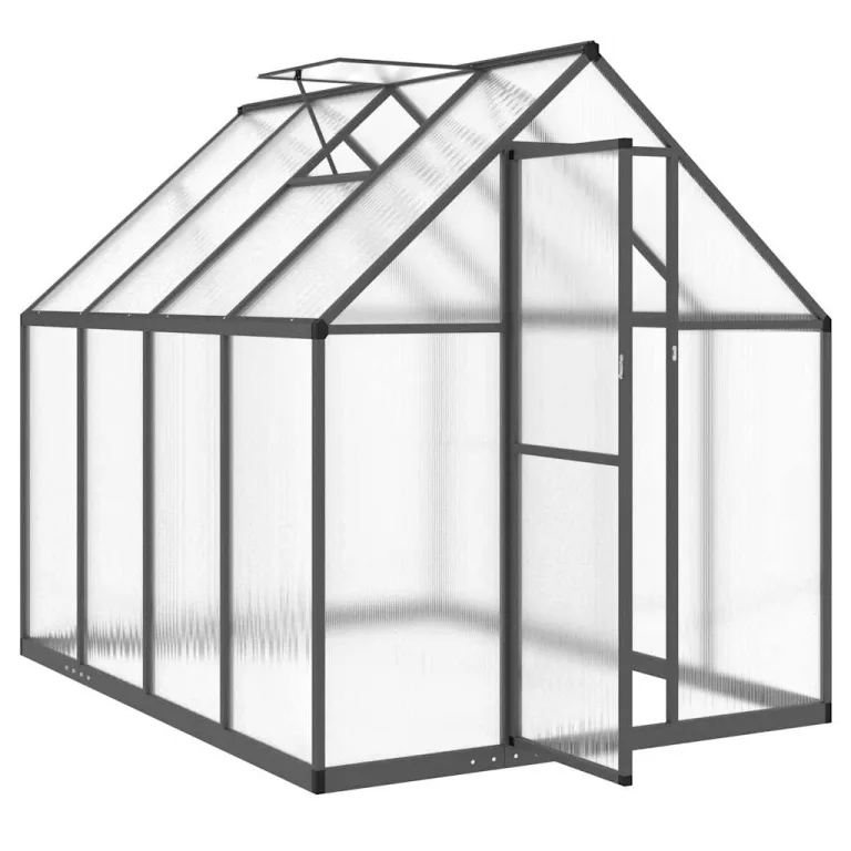 Gewächshaus mit Fundamentrahmen Anthrazit 224x169x195 cm Aluminium mit Polycarbonatplatten UV-beständig wetterfest für Tomatenhaus Gemüseanbau und Pflanzenschutz im Garten Outdoor – Bild 5