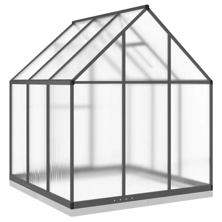 Gewächshaus mit Fundamentrahmen aus Aluminium Anthrazit 169x169x202 cm, wetterfestes Tomatenhaus mit UV-beständigen Polycarbonatplatten, ideal für Garten – Bild 4