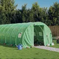 Gewächshaus mit Stahlrahmen Weiß 30 m² 10x3x2 m, wetterfestes Treibhaus mit PE-Folie und Fenster, robustes Gartenhaus zum Überwintern von Pflanzen und Gemüse im Outdoor-Bereich - Thumbnail 10