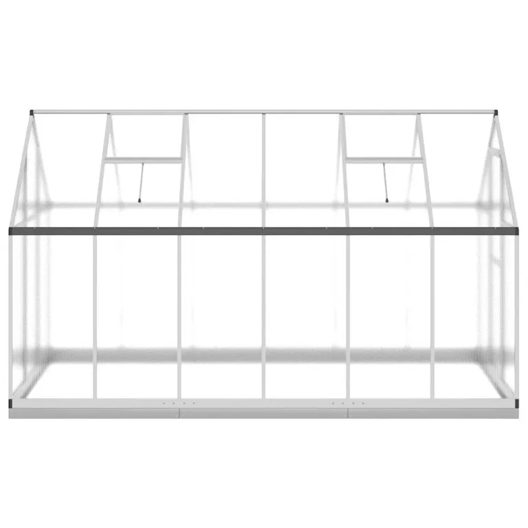 Gewächshaus mit Fundamentrahmen Silber 334x169x202cm Aluminium Polycarbonat Treibhaus mit Lüftungsfenster und Flügeltür für Garten Outdoor Pflanzen Schutz und Gemüseanbau – Bild 3