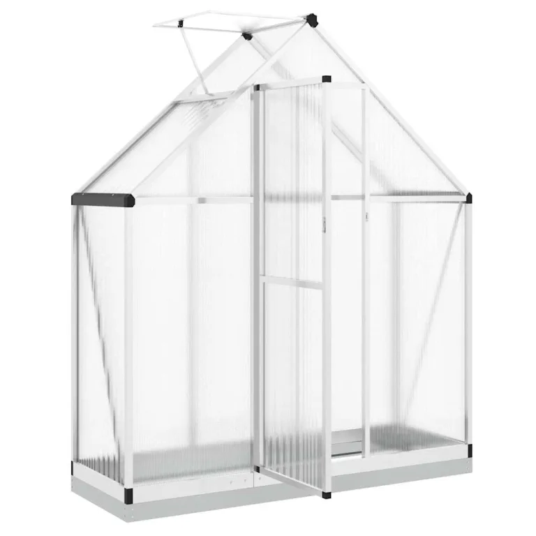 Gewächshaus mit Fundamentrahmen silbern, Aluminium 169x58x202 cm, Polycarbonat Treibhaus für Pflanzenhaus, Gemüseanbau, Tomatenhaus, Wetterfest, Balkon und Terrasse – Bild 5