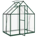 Gewächshaus mit Fundamentrahmen aus Aluminium 169x114x195 cm grün, wetterfestes Treibhaus mit UV-beständigen Polycarbonatplatten, Lüftungsfenster - Thumbnail 5