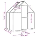 Gewächshaus mit Fundamentrahmen aus Aluminium 169x114x195 cm grün, wetterfestes Treibhaus mit UV-beständigen Polycarbonatplatten, Lüftungsfenster - Thumbnail 8