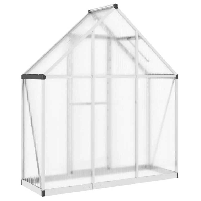 Gewächshaus mit Fundamentrahmen aus Aluminium silbern 169x58x195 cm UV-beständig mit Lüftungsfenster und Flügeltür ideal für Garten, Terrasse, Balkon und Pflanzenschutz im Gemüseanbau – Bild 4