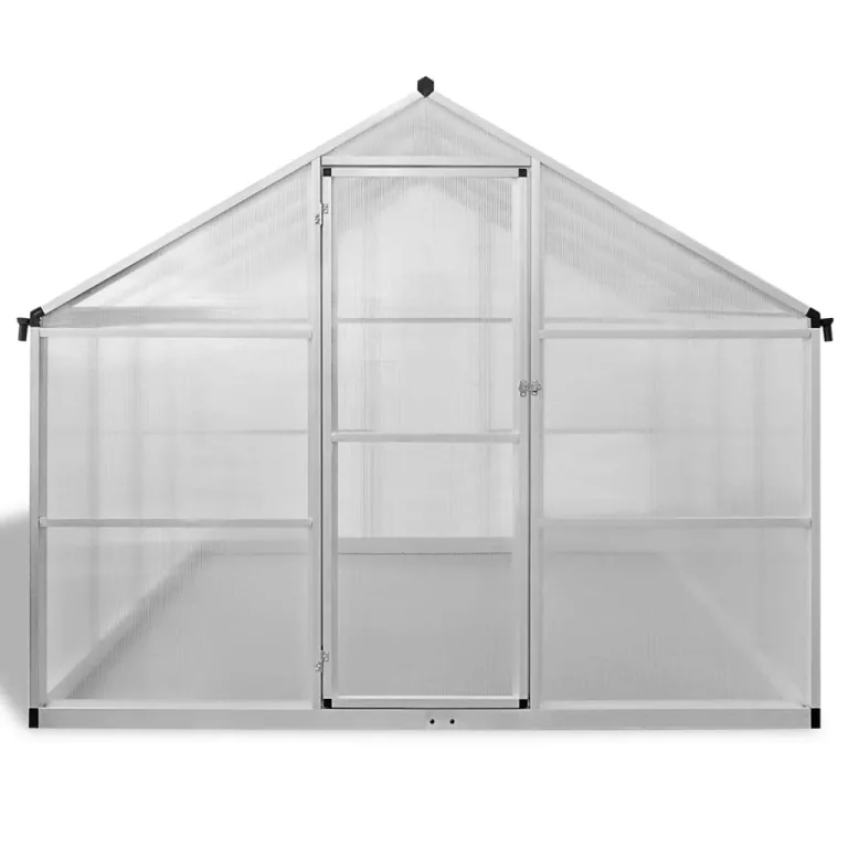 Verstärktes Gewächshaus aus Aluminium mit Grundrahmen 6,05 m², doppelwandige Polycarbonatplatten, beständig von -20 °C bis 70 °C, Dachrinne und Dachlüftung inklusive – Bild 3
