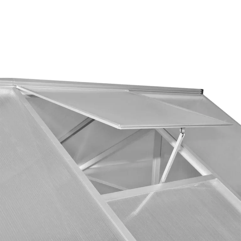 Verstärktes Gewächshaus aus Aluminium mit Grundrahmen 6,05 m², doppelwandige Polycarbonatplatten, beständig von -20 °C bis 70 °C, Dachrinne und Dachlüftung inklusive – Bild 6