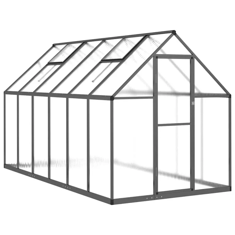 Alu-Gewächshaus mit Fundamentrahmen Anthrazit 334 x 169 x 195 cm – Bild 1