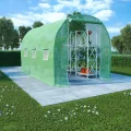 Gewächshaus 6,86 m² mit verzinktem Stahlrahmen und 140 g/m² PE-Netzgewebe grün 3,43x2x2 m mit 6 Fenstern und Tür für Garten, Balkon, Terrasse, Pflanzenhaus, Tomatenhaus, Frühbeet - Thumbnail 1