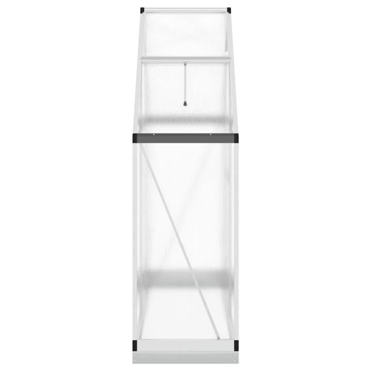Gewächshaus mit Fundamentrahmen aus Aluminium, silbern, 169x58x202 cm, UV-beständige Polycarbonatplatten, mit Lüftungsfenster und Flügeltür – Bild 3