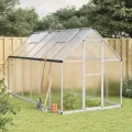 Gewächshaus mit Fundamentrahmen Aluminium Silber 334x169x195cm begehbar mit UV-beständigen Polycarbonatplatten für Pflanzenhaus, Tomatenhaus, Pflanzenschutz, Gemüseanbau, Balkon - Thumbnail 10
