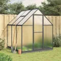 Gewächshaus mit Fundamentrahmen Anthrazit 169x169x202 cm Alu mit UV-beständigen Polycarbonatplatten für Pflanzenhaus Tomatenhaus Frühbeet mit Lüftungsfenster und stabiler Konstruktion für - Thumbnail 10