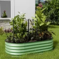 Warmiehomy 80 x 80 x 80 cm rundes Metall Hochbeet, Hochbeet aus verzinktem Stahl mit Gummikante, Stabil mit Querstreben, Gartenbeet aus für Gemüse Kräuter Blumen und Obst, Green - Thumbnail 6