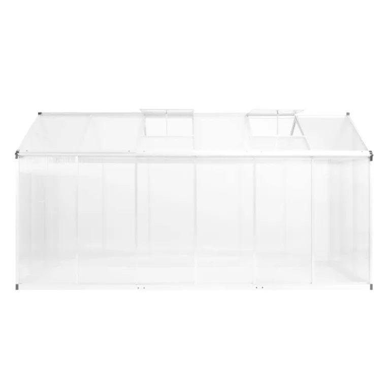 Gewächshaus Aluminium 481x250x195 cm, 12 m² Grundfläche, UV-beständig Thermisch isoliert, doppelwandige Polycarbonat-Platten, stabiles Aluminium-Gewächshaus mit Dachfenster – Bild 10