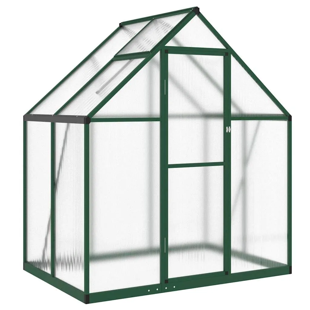 Aluminium Gewächshaus Grün 169x114x195 cm mit Fundamentrahmen, wetterbeständiger Rahmen aus rostfreiem Aluminium, UV-beständige Polycarbonatplatten, 6 cm hohe Bodenprofile, - Bild 1