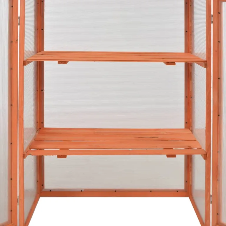 Pflanzenschrank Holz 75x47x109 cm, Frühbeet mit PC-Platten und 2 Regalböden, Scharnierdeckel für einfaches Gießen, stabiles Gewächshaus für Pflanzen und Kräuter im Außenbereich – Bild 8