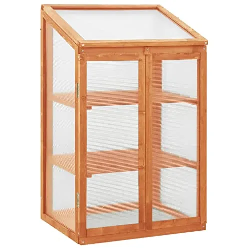Tannenholz Gewächshaus 60x45x100 cm mit PC-Platten, 2 Regalen und Klappdeckel für Pflanzen, Blumen und Kräuter, stabiles Pflanzhaus für den Außenbereich – Bild 10