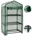 3-stufiges Mini-Gewächshaus 69x49x125 cm mit Stahlrohrrahmen, Polyethylen-Außenhülle und Rolltür mit Reißverschluss für einfachen Zugang und Belüftung, ideal für Topfpflanzen - Thumbnail 2
