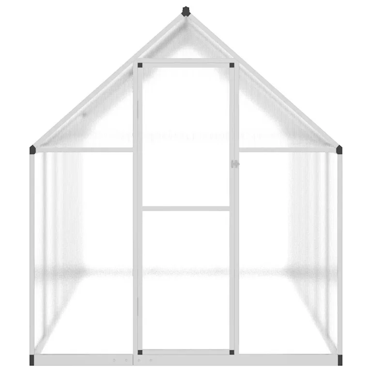 Aluminium-Gewächshaus mit Fundamentrahmen Silber 334x169x195cm, Polycarbonatplatten, Dachrinnensystem und 5-Fach verstellbarem Lüftungsfenster für Hobbygartenbau – Bild 3