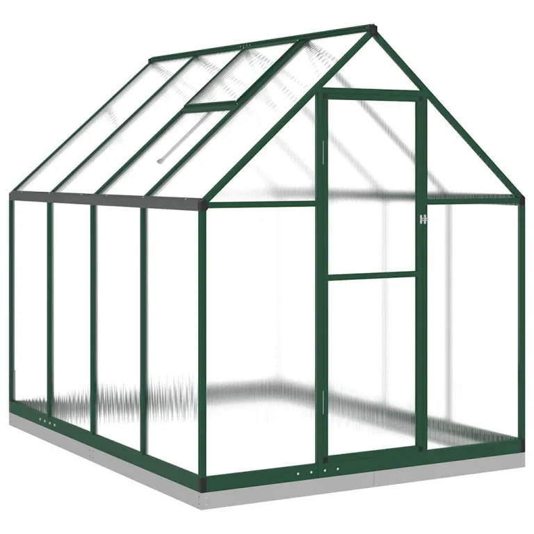Aluminium-Gewächshaus mit Fundamentrahmen Silber 334x169x195cm, Polycarbonatplatten, Dachrinnensystem und 5-Fach verstellbarem Lüftungsfenster für Hobbygartenbau – Bild 10