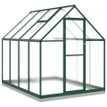 Aluminium-Gewächshaus mit Fundamentrahmen Silber 334x169x195cm, Polycarbonatplatten, Dachrinnensystem und 5-Fach verstellbarem Lüftungsfenster für Hobbygartenbau - Thumbnail 10