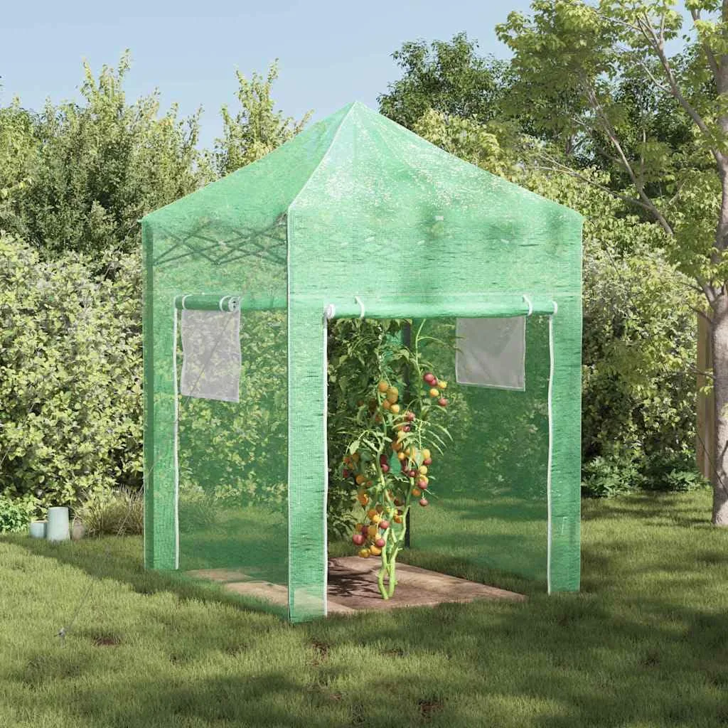Pop-up Gewächshaus mit Eisenrahmen Grün 200 x 200 x 300 cm, begehbares Treibhaus für Garten Terrasse Beet, Folientunnel für Tomatenhaus, Frühbeet und frostgeschützte Anzucht - Bild 1