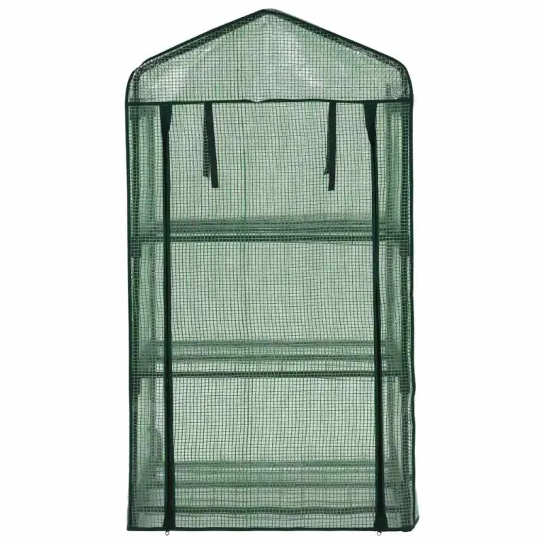 3-stufiges Mini-Gewächshaus 69 x 49 x 125 cm, folientunnel Treibhaus für Tomatenhaus, mit Rolltür und 3 Regalen, für Anzucht, Frostschutz, Wetter schutz – Bild 3