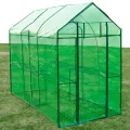 Gewächshaus Stahl XL, Treibhaus Folientunnel mit 2 Regalen, Tomatenhaus und Frühbeet für Anzucht, Überwinterung, Frostschutz, Garten, Balkon und Terrasse, 120 x 240 x 190 cm - Thumbnail 5