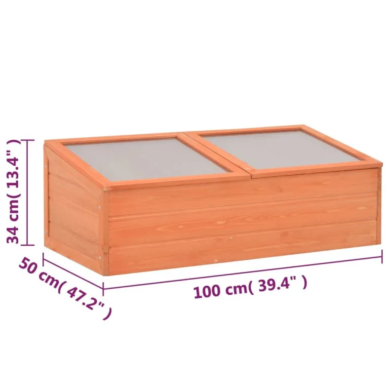 Frühbeet Holz 100 x 50 x 34 cm mit PC-Platten, Gewächshaus für Balkon und Terrasse, Treibhaus für Anzucht, Frostschutz, Überwinterung, Gemüse, Kräuter und Setzlinge – Bild 9