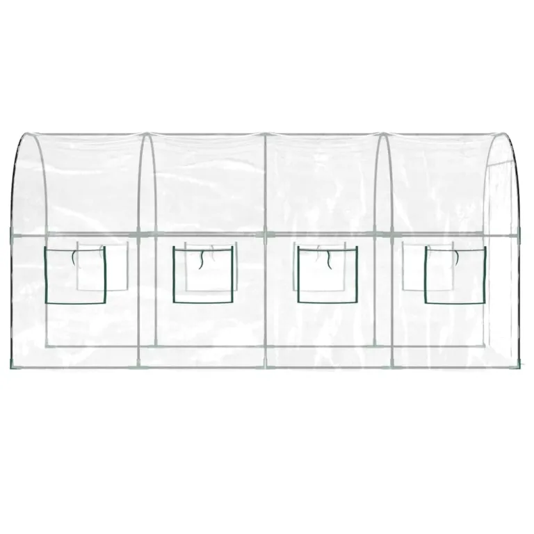 Gewächshaus Transparent 160 x 400 x 190 cm PVC und Stahl, Folientunnel mit 8 Fenstern, Tür und Lüftung für Tomatenhaus, Frühbeet, Pflanzhaus, Anzucht, Überwinterung, Frostschutz im Garten – Bild 3