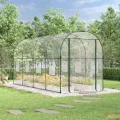 Gewächshaus Transparent 160 x 400 x 190 cm PVC und Stahl, Folientunnel mit 8 Fenstern, Tür und Lüftung für Tomatenhaus, Frühbeet, Pflanzhaus, Anzucht, Überwinterung, Frostschutz im Garten - Thumbnail 1