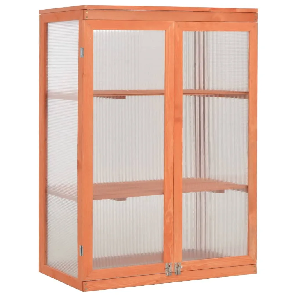 Gewächshaus Schrank aus Holz mit PC Platte 75 x 47 x 109 cm, 2 Regale, 2 Türen, Frühbeet für Anzucht, Frostschutz, Balkon, Terrasse, Garten, Kräuter und Gemüse