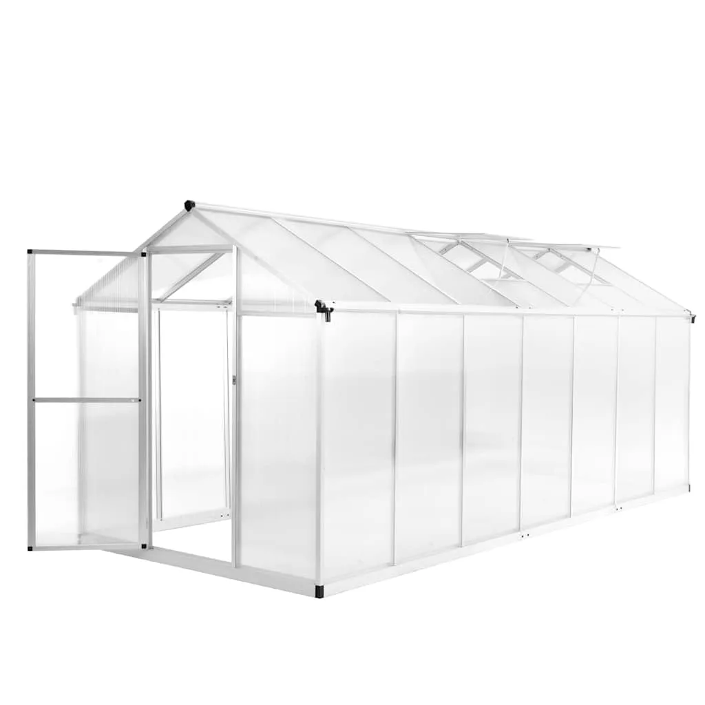 Gewächshaus Aluminium mit Polycarbonatplatten 421 x 190 x 195 cm 15,6 m³, 8 m² Grundfläche, 2 Dachfenster, Lüftung, frostschutz für gemüse kräuter blume samen setzling topf