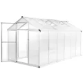 Gewächshaus Aluminium mit Polycarbonatplatten 421 x 190 x 195 cm 15,6 m³, 8 m² Grundfläche, 2 Dachfenster, Lüftung, frostschutz für gemüse kräuter blume samen setzling topf - Thumbnail 10