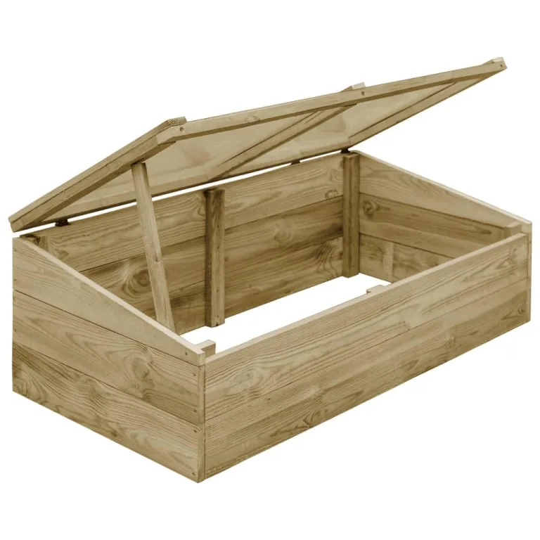 Imprägniertes Kiefernholz Gewächshaus Treibhaus mit Dach 100 x 50 x 25/35 cm, Folientunnel Pflanzhaus für Tomatenhaus, Frühbeet Anzucht, Wetter Schutz für Garten – Bild 3