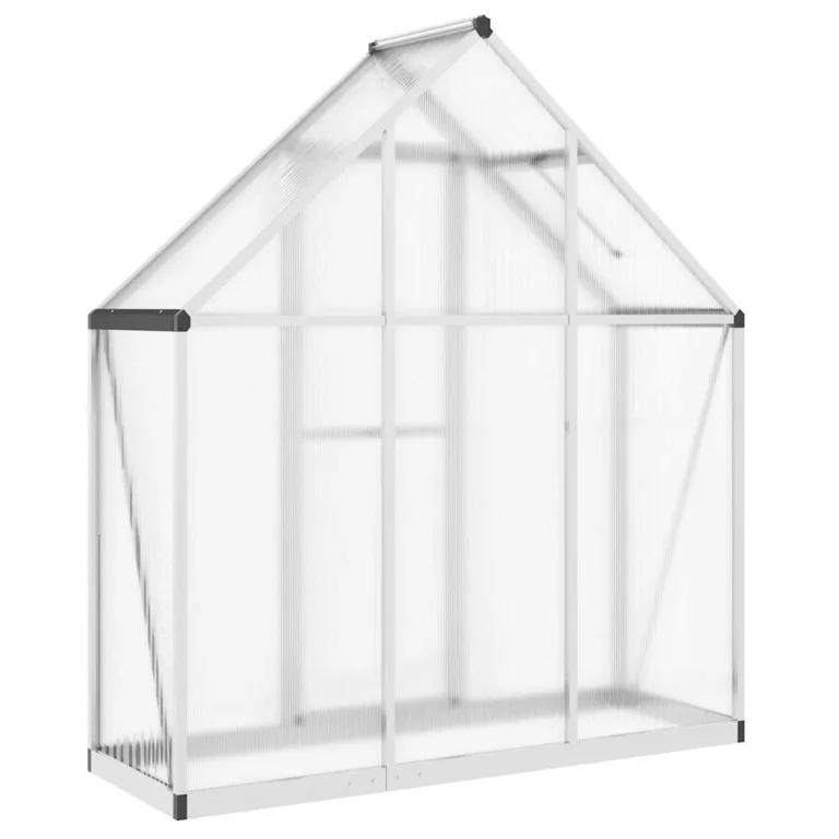 Gewächshaus 169 x 58 x 195 cm – lüftbares Alu-Gewächshaus mit eingebauter Regenrinne und 6 cm Fundamentprofil, silbern/transparent, für Pflanzenschutz im Garten – Bild 5